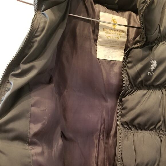 US Polo Association Puffer Vest Grey Green Down - like Full Zip Vest Size L - Picture 6 of 10
